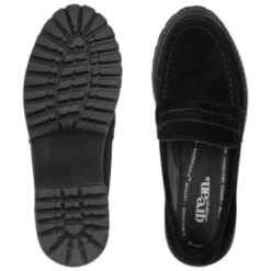 Green Comfort dameloafer - Sort ruskind