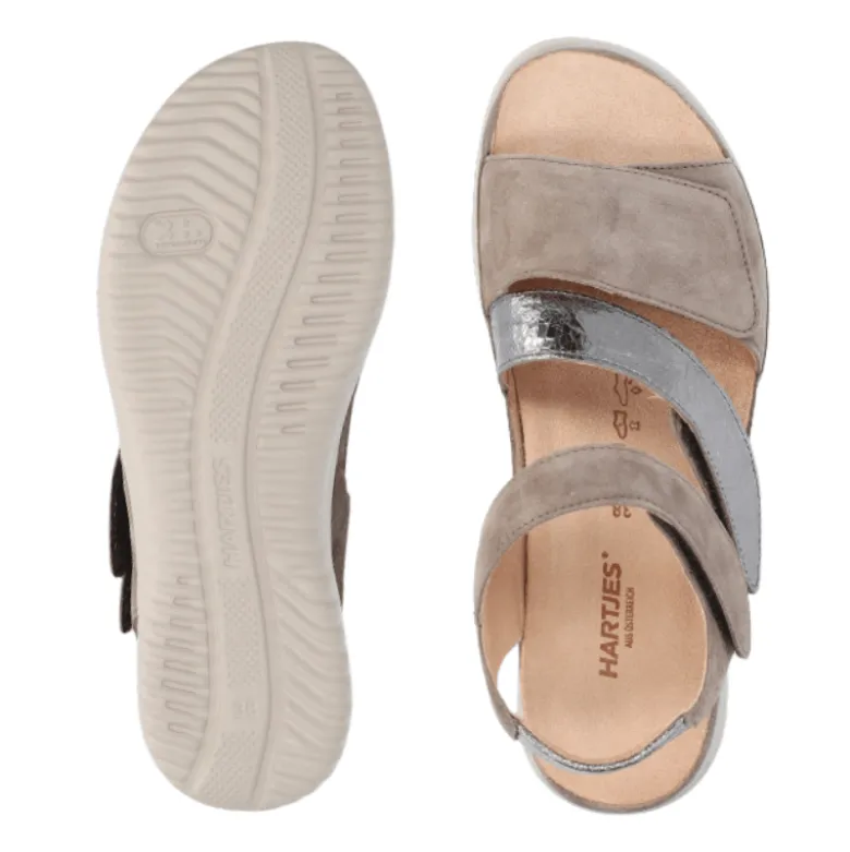 Hartjes damesandal med velcro - Sand