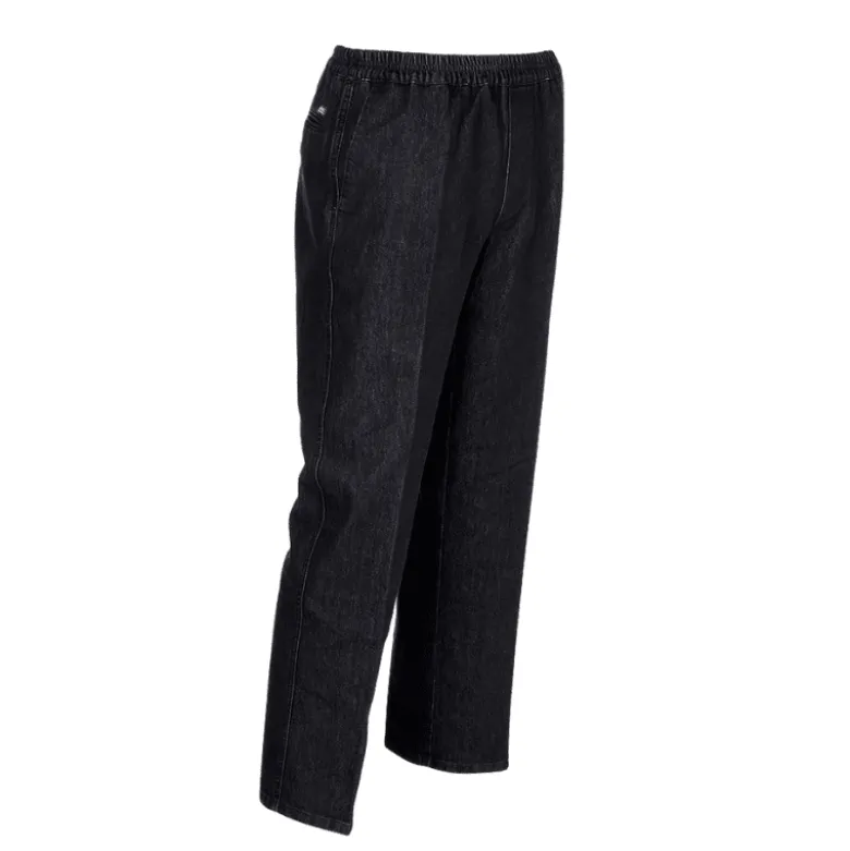 Jeans med elastik i taljen - Koksgrå/sort
