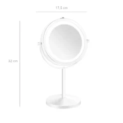 Makeup-spejl med lys - 1x/10x forstørrelse