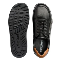 New Feet bred herresko - Sort læder