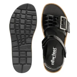New Feet damesandal - Sort kroko