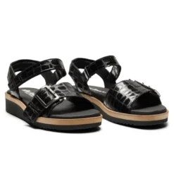 New Feet damesandal - Sort kroko