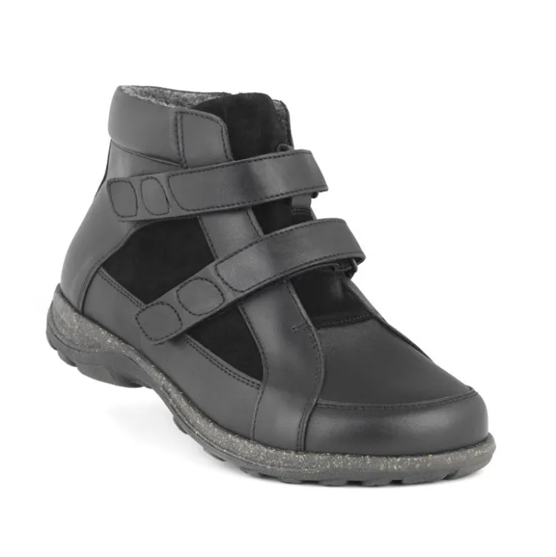 New Feet damestøvle med velcro - Sort