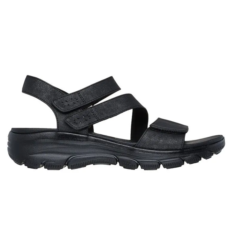 Skechers damesandal med velcro - Sort