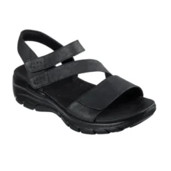 Skechers damesandal med velcro - Sort