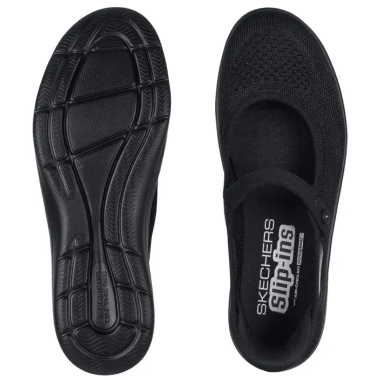 Skechers slip-in ballerina - Sort