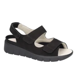 Waldläufer bred damesandal - Sort