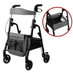 W4 rollator / indkøbsvogn - Grå